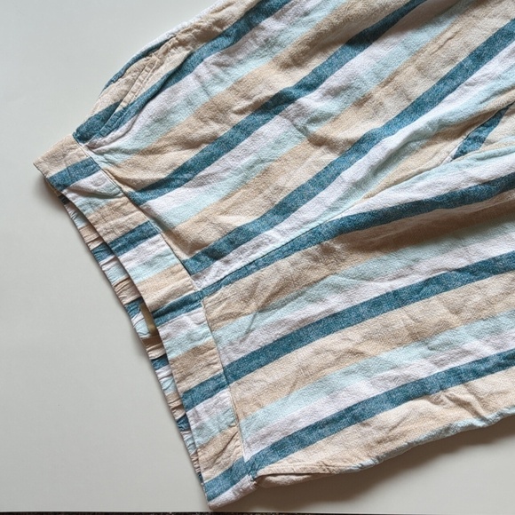 Naturals D&Co Linen Blend Pull on Cropped pants Lagenlook Pockets Button Boho - Picture 3 of 10